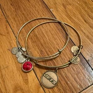 Alex and Ani Gold and Silver Bracelets with Red Charm